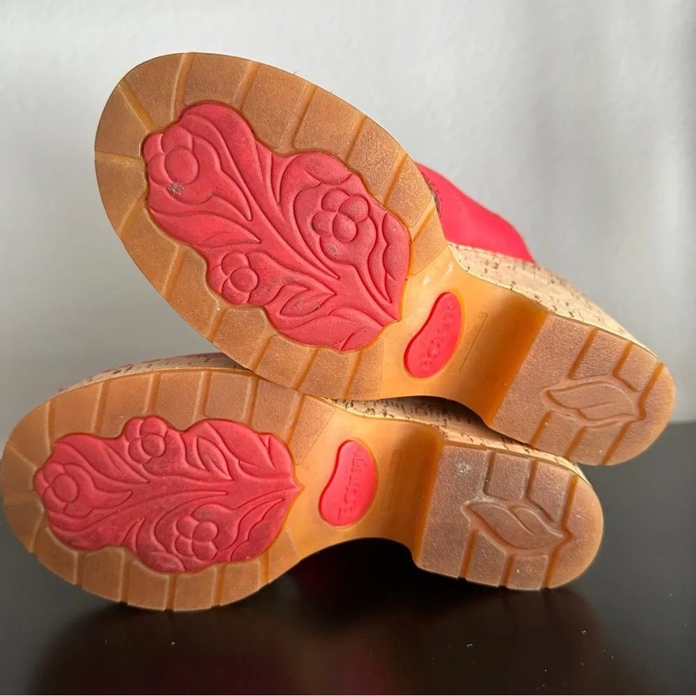 Born Jenni Red Leather Platform Comfort Sandals Size 8